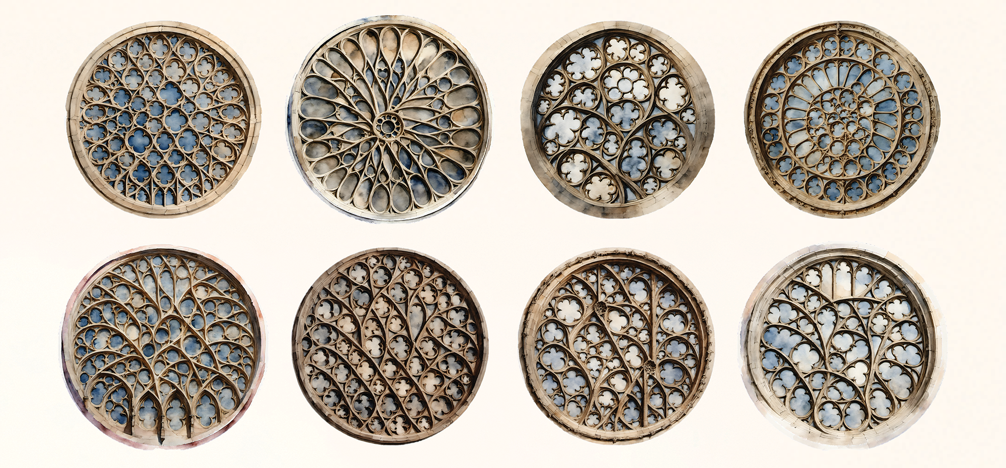 Gothic Diffusion generated rose-window studies