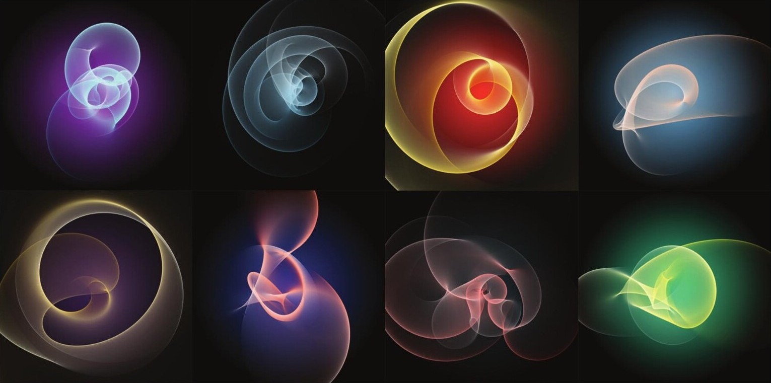 Selection of colorful Spiromorphs generative artworks